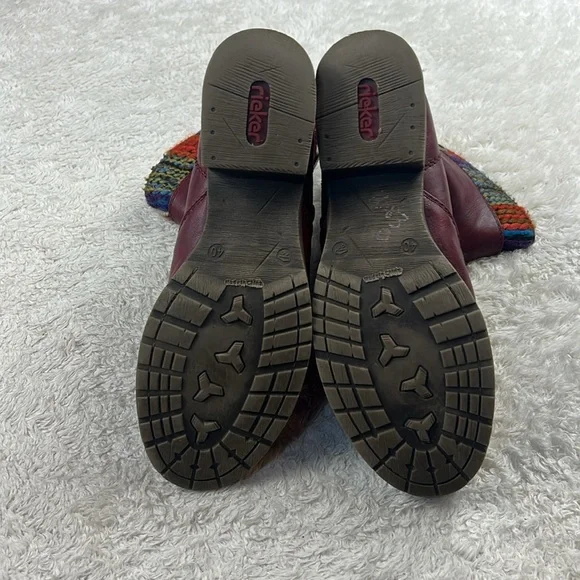 Rieker Amy 95891-35 burgandy sherpa fleece and yarn side zip boots, 40 or 8.5 - Picture 7 of 12